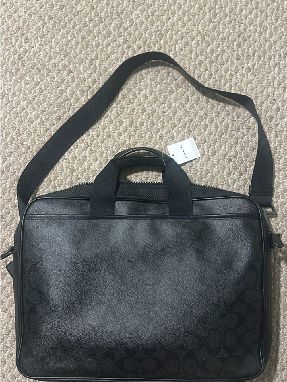 Coach Black Signature Laptop Briefcase with Shoulder Strap